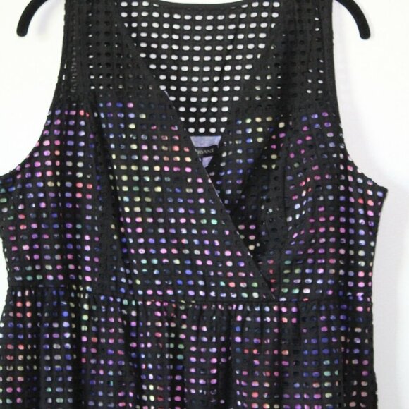 NWT Lane Bryant Perforated Eyelet Dress Black Multicolor Plus Size 18 H12952 - Picture 3 of 11